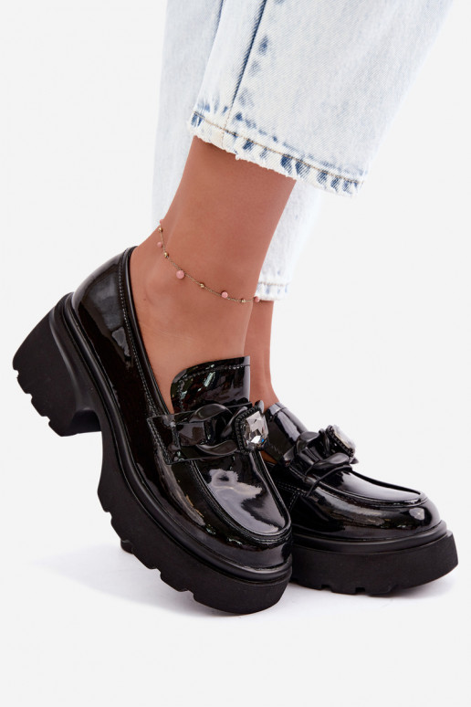 Bottes en cuir noires avec effet verni et ornements Artiker 55C1069