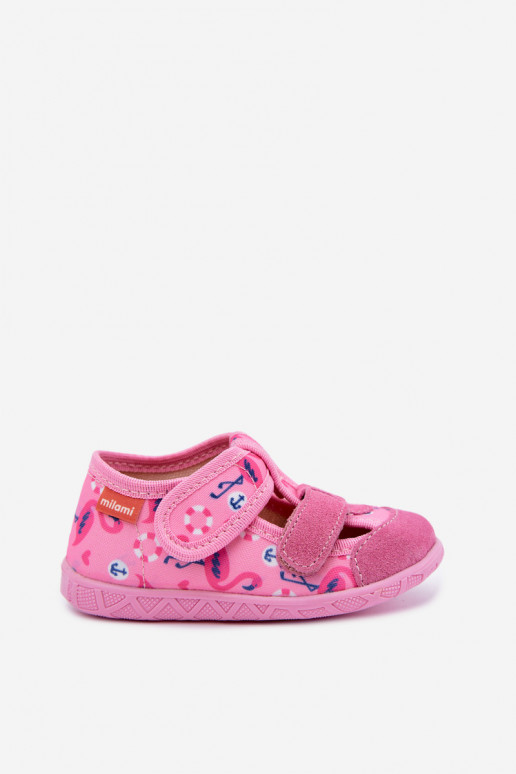 Chaussons pour enfants Milami avec fermetures auto-agrippantes et flamants roses en rose Reathiana