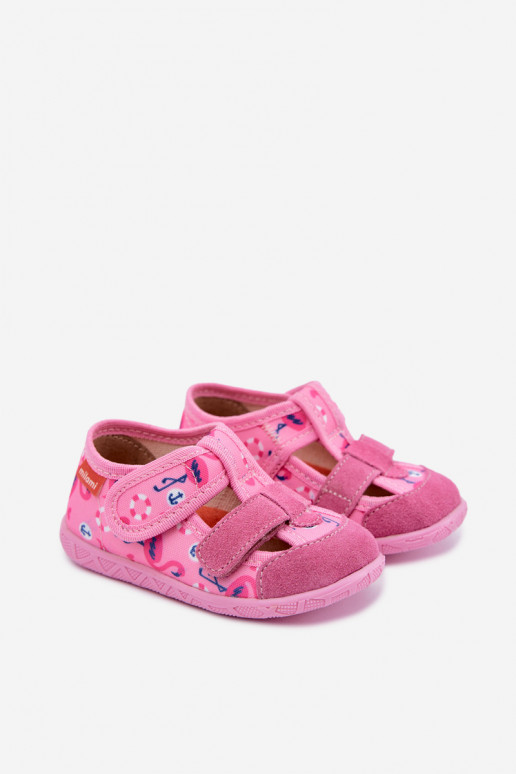 Chaussons pour enfants Milami avec fermetures auto-agrippantes et flamants roses en rose Reathiana