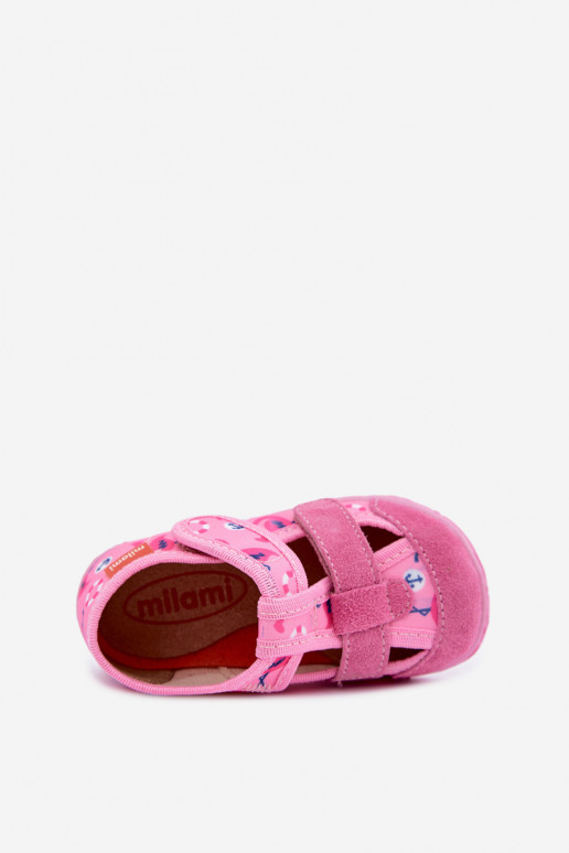 Chaussons pour enfants Milami avec fermetures auto-agrippantes et flamants roses en rose Reathiana