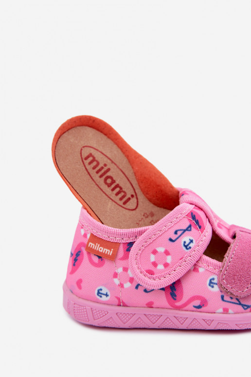 Chaussons pour enfants Milami avec fermetures auto-agrippantes et flamants roses en rose Reathiana