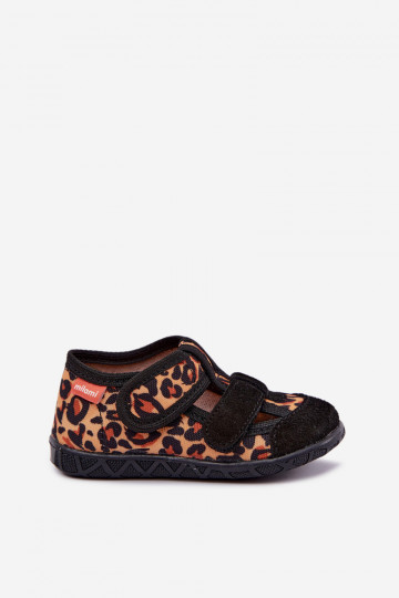 Chaussons pour enfants Milami avec fermetures auto-agrippantes et motifs léopard en noir et jaune Reathiana 2