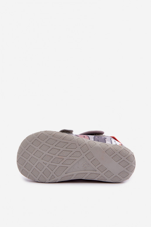 Chaussons pour enfants Milami avec fermetures auto-agrippantes et chats en gris Reathiana