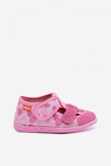 Chaussons pour enfants Milami avec fermetures auto-agrippantes et cœurs pailletés en rose Reathiana 2