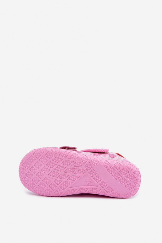 Chaussons pour enfants Milami avec fermetures auto-agrippantes et cœurs pailletés en rose Reathiana