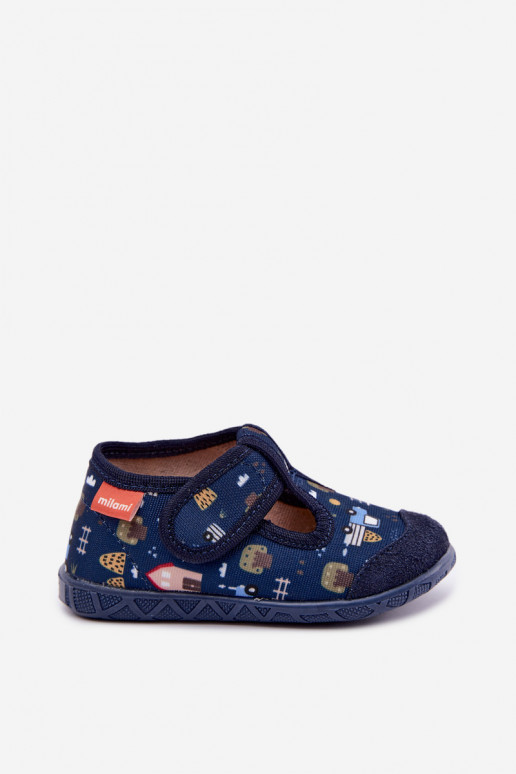 Chaussons pour enfants Milami avec fermetures auto-agrippantes en bleu marine Jasimrra