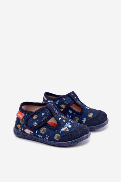 Chaussons pour enfants Milami avec fermetures auto-agrippantes en bleu marine Jasimrra