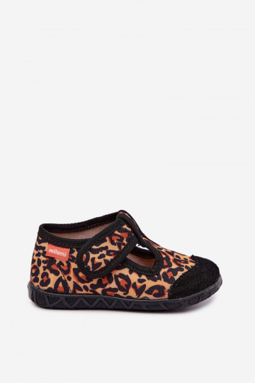 Chaussons pour enfants Milami avec fermetures auto-agrippantes et motifs léopard en jaune et noir Jasimrra 2