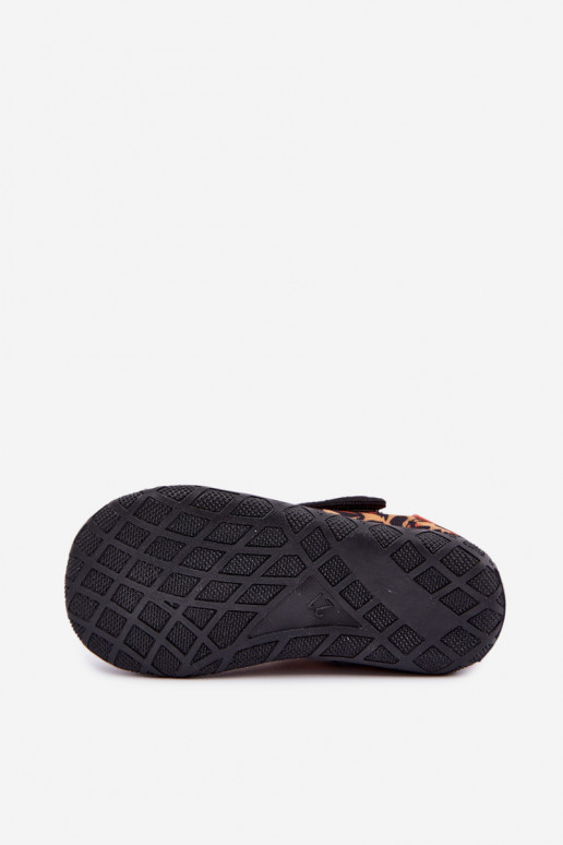 Chaussons pour enfants Milami avec fermetures auto-agrippantes et motifs léopard en jaune et noir Jasimrra