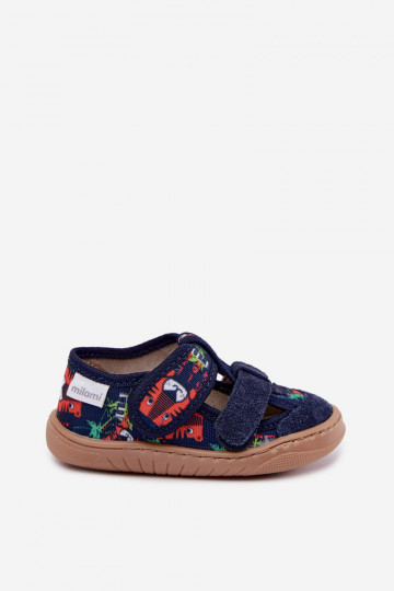 Chaussons pour enfants Barefoot Milami avec motifs de jungle en bleu marine Lumi 2