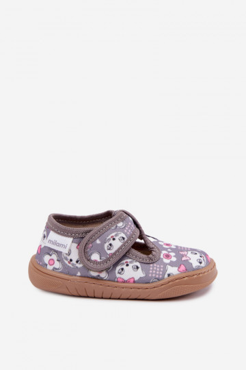 Chaussons pour enfants avec fermetures auto-agrippantes Milami gris Talirae 2