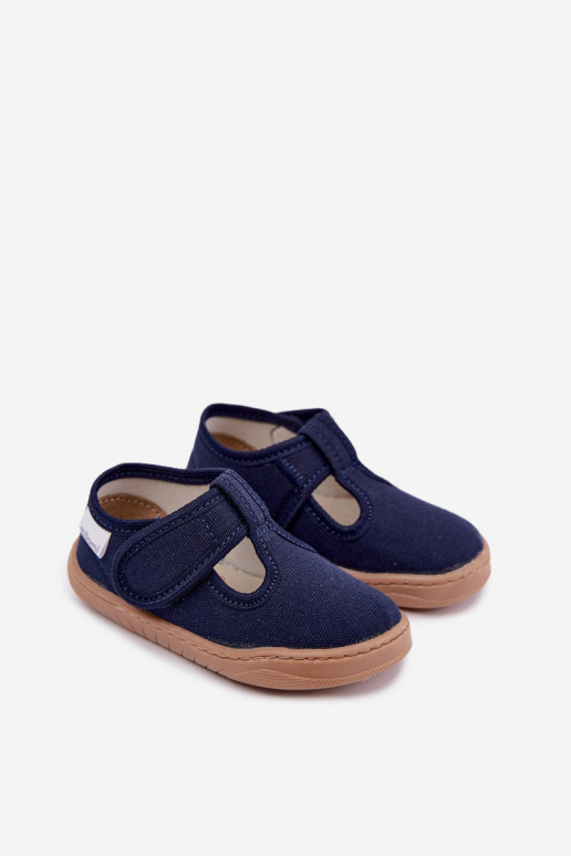 Chaussons pour enfants avec fermetures auto-agrippantes Milami bleu foncé Talirae