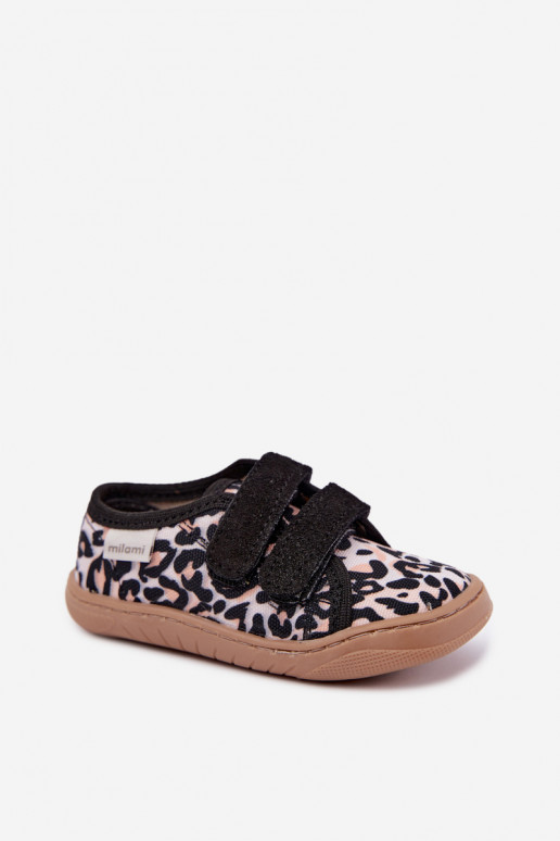 Chaussons pour enfants avec motif léopard Milami sable Saphira