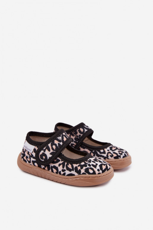 Ballerines pour enfants avec motif léopard sable Caelia