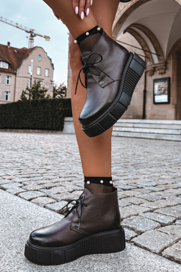 Chaussures pour femmes chaudes à plateforme Zazoo 60588 en couleur chocolat 2