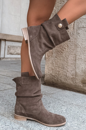 Chaussures pour femmes en faux daim avec volants Zazoo 4210 en couleur brune
