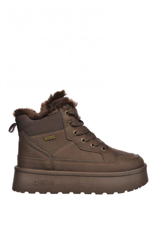 Bottes de neige pour femmes avec lacets et fourrure marron foncé Big Star