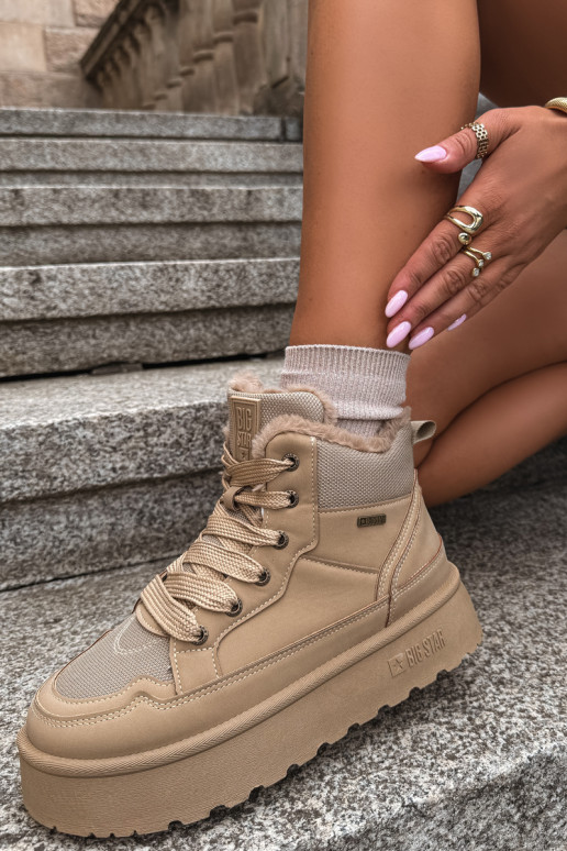 Bottes de neige pour femmes avec lacets et fourrure sable Big Star