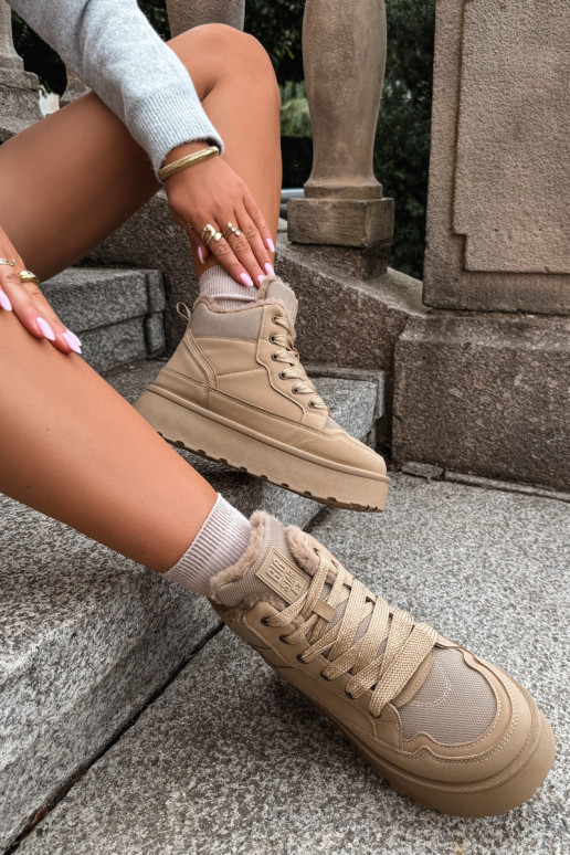 Bottes de neige pour femmes avec lacets et fourrure sable Big Star