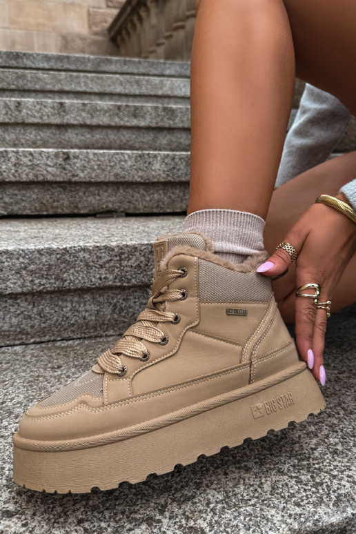 Bottes de neige pour femmes avec lacets et fourrure sable Big Star
