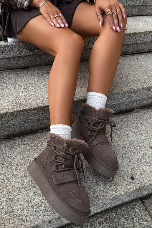 Bottes de neige en daim pour femmes marron Big Star