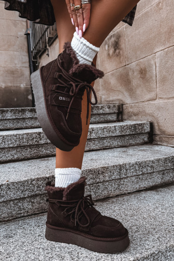 Bottes de neige en daim pour femmes chocolat Big Star