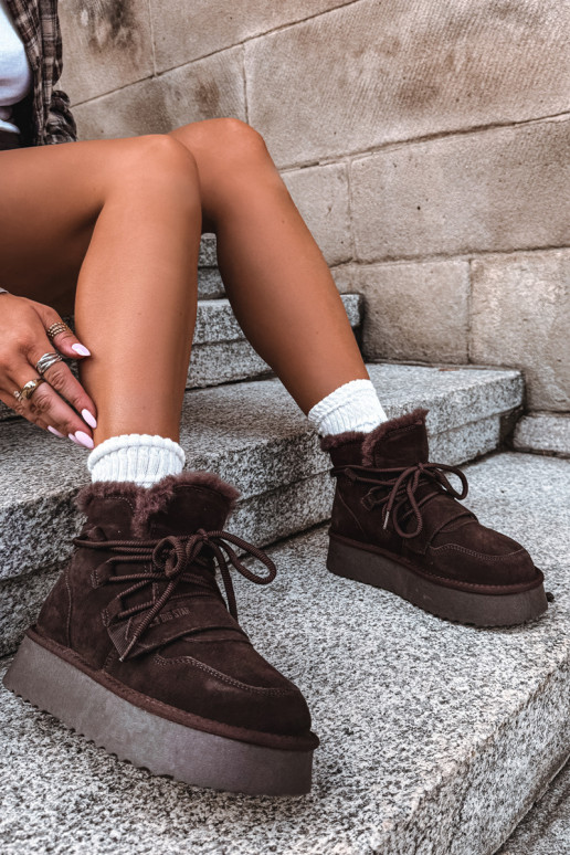 Bottes de neige en daim pour femmes chocolat Big Star