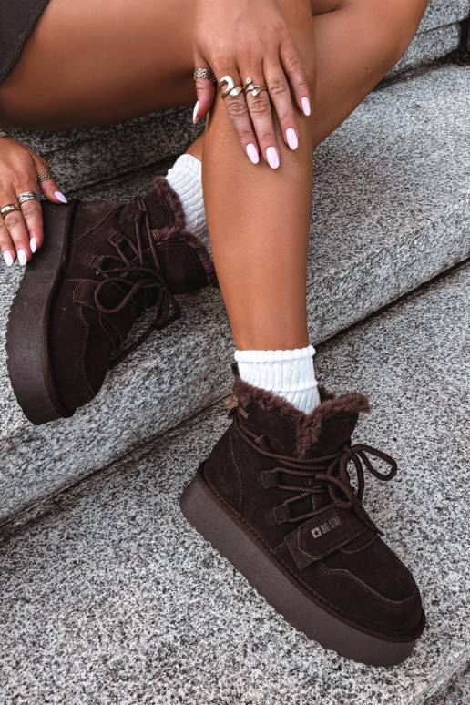 Bottes de neige en daim pour femmes chocolat Big Star