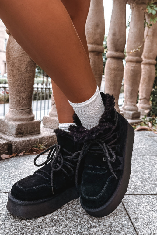 Bottes de neige en daim pour femmes noires Big Star