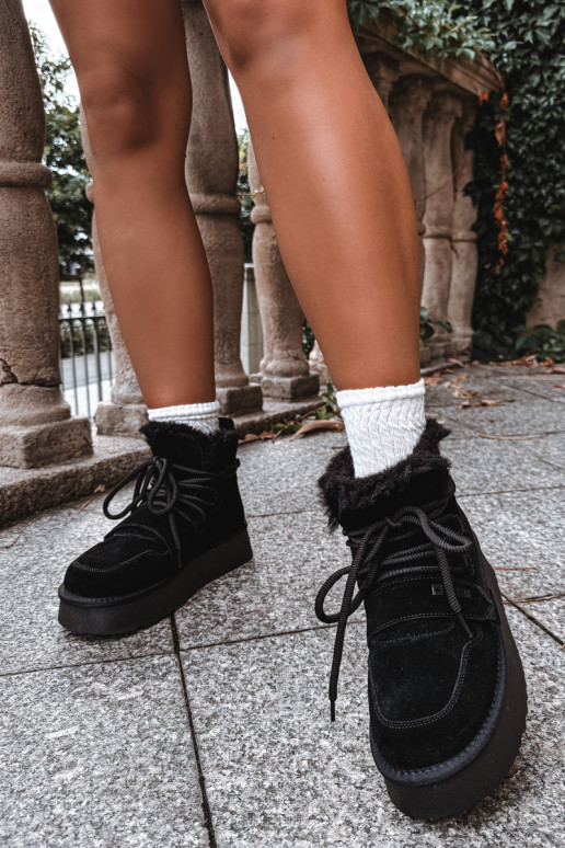 Bottes de neige en daim pour femmes noires Big Star