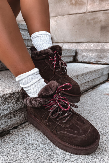 bottes de neige en daim synthétique pour femmes avec lacets Big Star UU274312 couleur chocolat 2