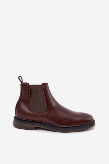 bottines stylées pour hommes en cuir véritable Big Star UU174279 couleur marron foncé 2