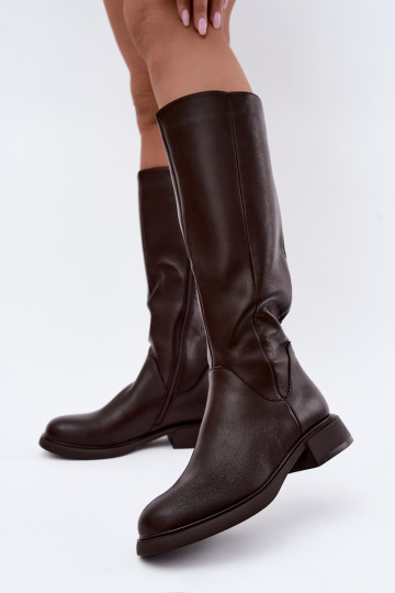 bottes hautes pour femmes avec talons larges isolées D&A JC62-1036 couleur chocolat 2