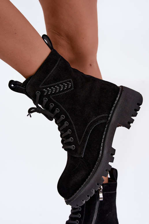 bottines de travail pour femmes en daim synthétique isolées D&A JC62-1035 en noir