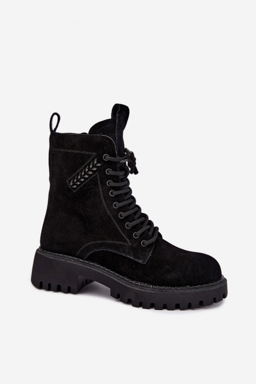 bottines de travail pour femmes en daim synthétique isolées D&A JC62-1035 en noir