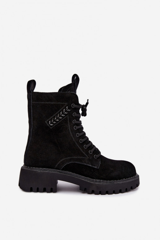 bottines de travail pour femmes en daim synthétique isolées D&A JC62-1035 en noir