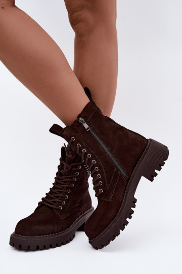 bottines de travail pour femmes en daim synthétique isolées D&A JC62-1035 couleur chocolat