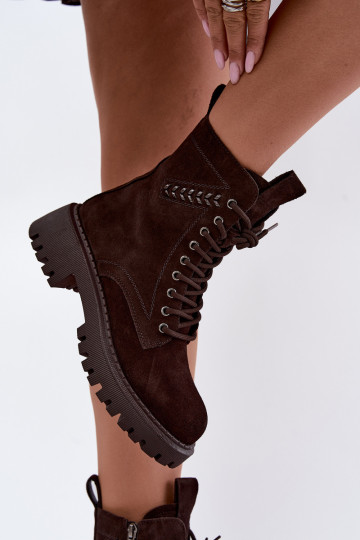 bottines de travail pour femmes en daim synthétique isolées D&A JC62-1035 couleur chocolat 2