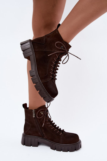 chaussures en daim pour femmes avec plateforme D&A JC62-1045 couleur chocolat