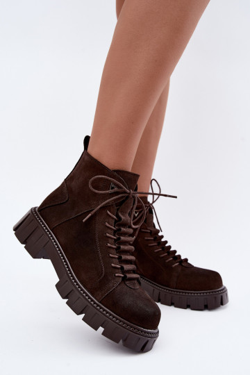 chaussures en daim pour femmes avec plateforme D&A JC62-1045 couleur chocolat 2