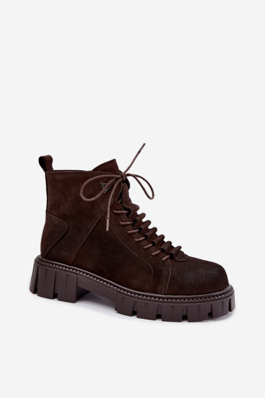 chaussures en daim pour femmes avec plateforme D&A JC62-1045 couleur chocolat