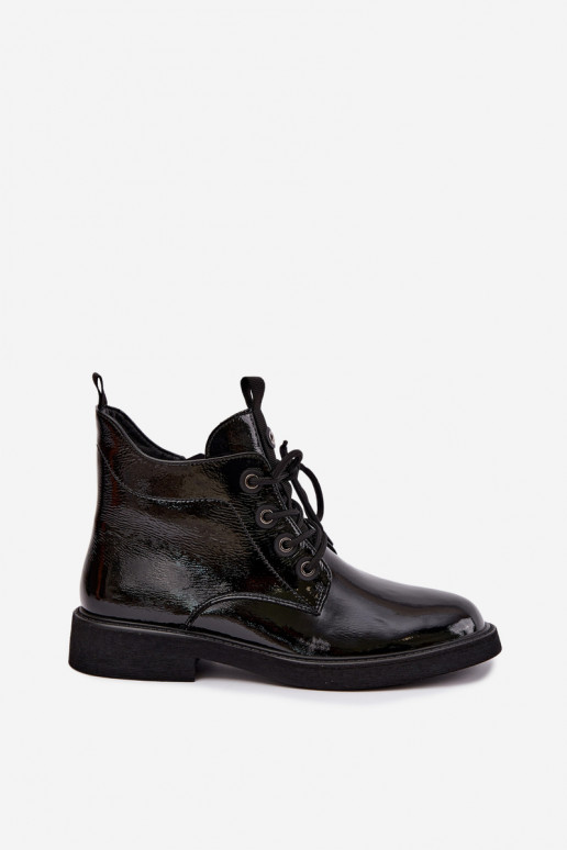 bottines avec effet verni isolées à talons larges D&A CR62-3338 en noir