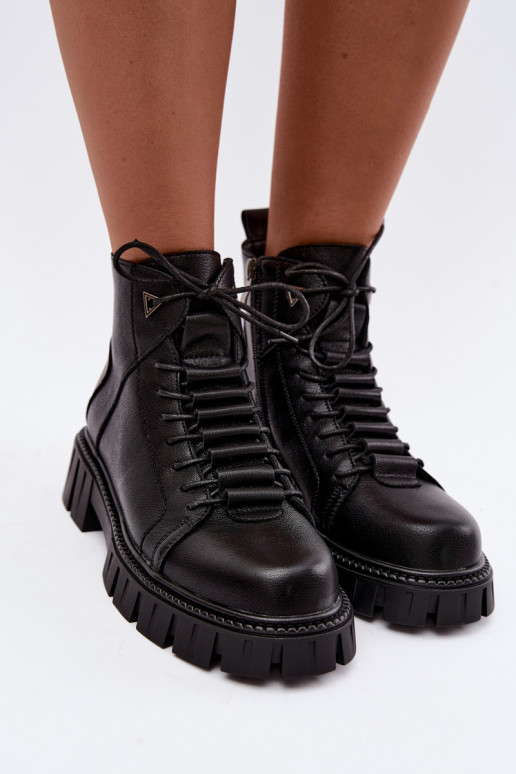 bottines pour femmes avec plateforme D&A JC62-1044 en noir
