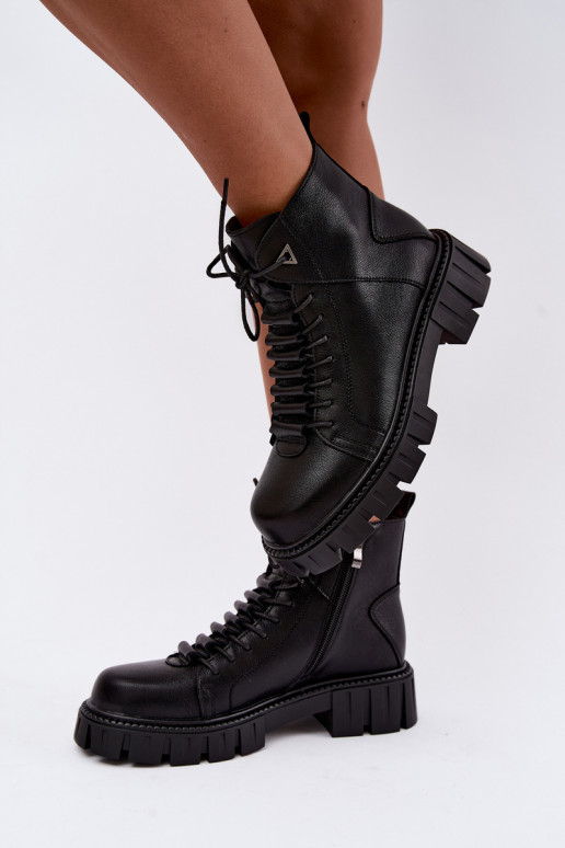 bottines pour femmes avec plateforme D&A JC62-1044 en noir
