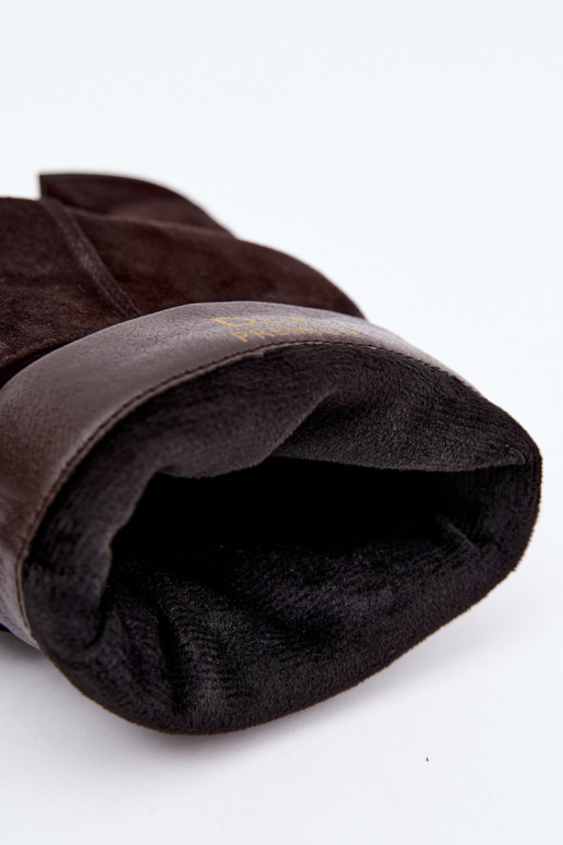 Bottines en daim naturel avec plis et talons D&A JC62-1021 chocolat