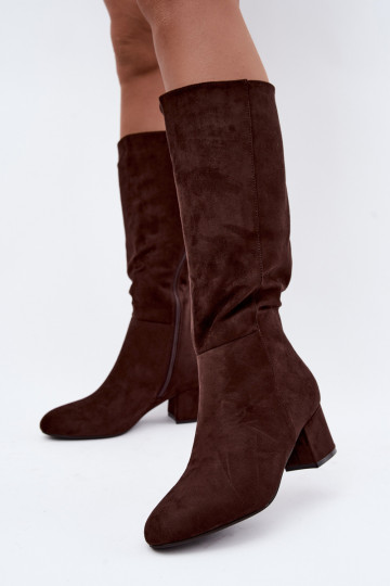 Bottes longues pour femmes doublées avec talons S.Barski HY62-8131 chocolat 2
