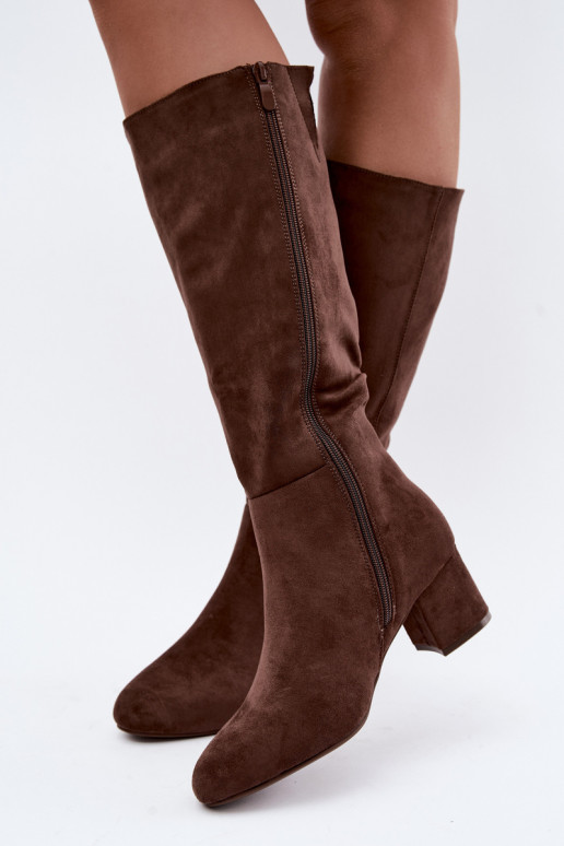 Bottes longues pour femmes doublées avec talons S.Barski HY62-8131 marron