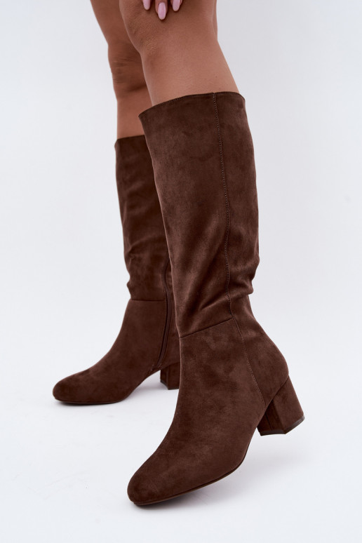 Bottes longues pour femmes doublées avec talons S.Barski HY62-8131 marron
