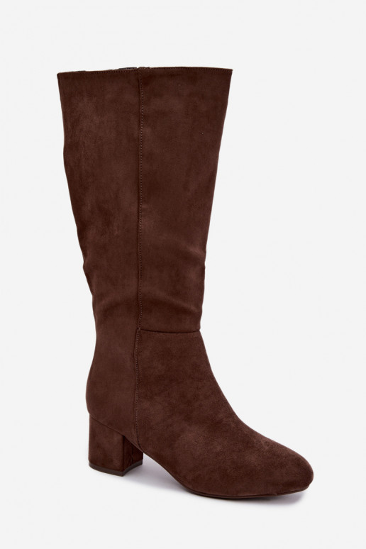 Bottes longues pour femmes doublées avec talons S.Barski HY62-8131 marron