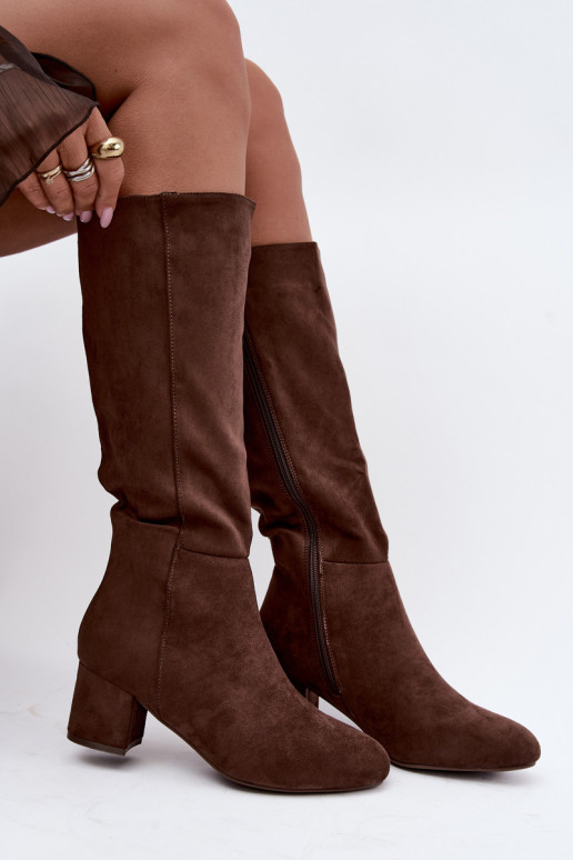 Bottes longues pour femmes doublées avec talons S.Barski HY62-8131 marron